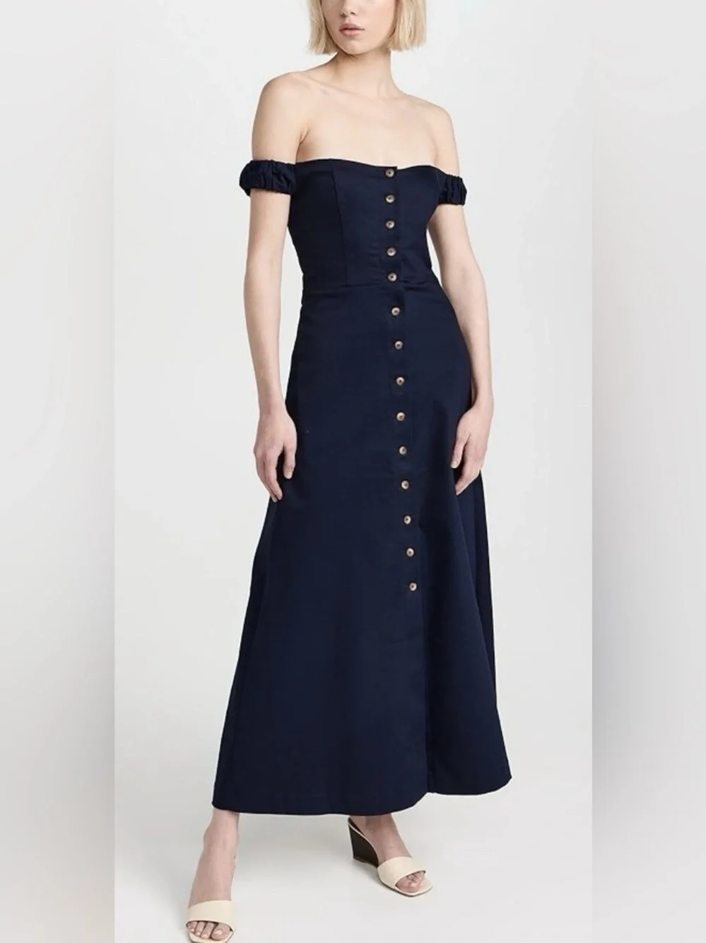 Favorite Daughter The Lovesick Off Shoulder Button Front Maxi Dress NWT Size 8